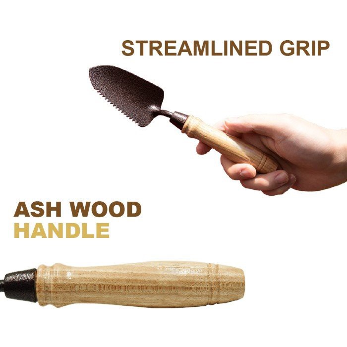 Wood handle 3 prong hand rake